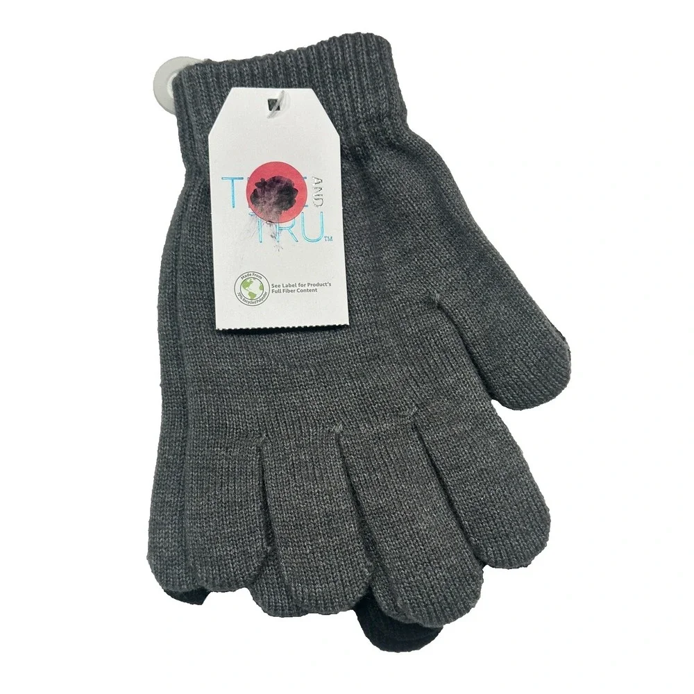 NEW‎ time and tru womens 2 pairs winter gloves black & grey